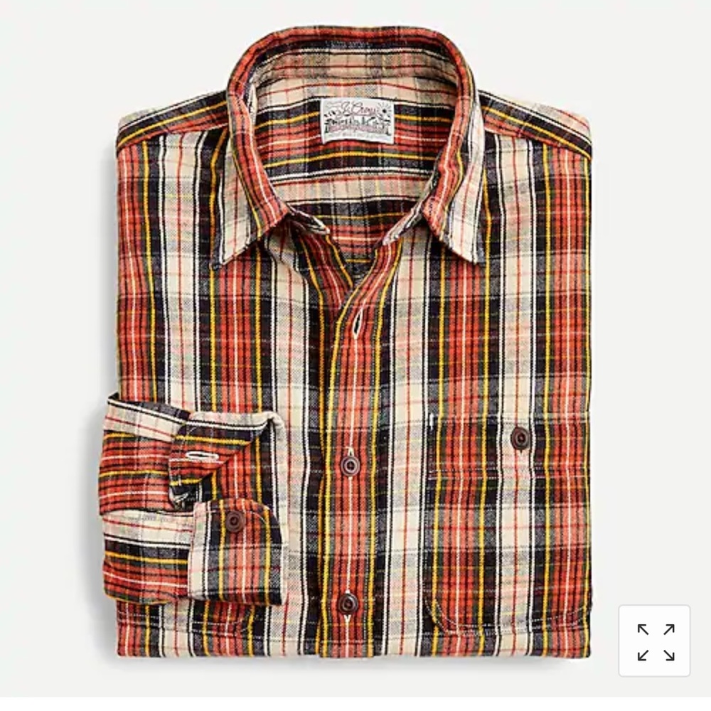 J Crew Slim Midweight Flannel Workshirt, NWT